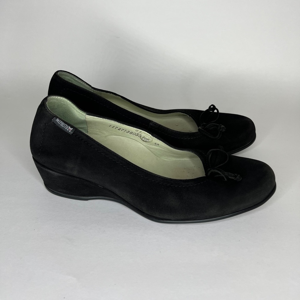 Mephisto Air-Relax Gazelle Slip On Wedge Heel Black Suede Women's Size 7